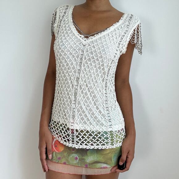 Unknown | Tops | Vintage Euro Crochet Net Top Sm | Poshmark